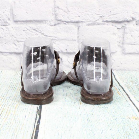 *Tory Burch Miller Brown Leather Logo Medallion Flip Flop Thong Sandals 8.5 Inch - Picture 7 of 9
